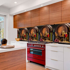 Панель стеновая ПВХ для кухни 3000х600х1 мм вино - фото 2