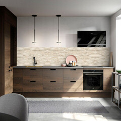 Панель стеновая ПВХ для кухни 3000х600х1 мм азори шампань - фото 2