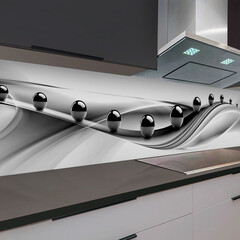 Панель стеновая пластик для кухни 3000х600х1,5 мм черные шары - фото 3