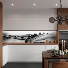 Панель стеновая пластик для кухни 3000х600х1,5 мм черные шары - фото 2