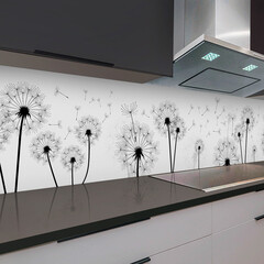 Панель стеновая пластик для кухни 3000х600х1,5 мм силуэты одуванчиков - фото 3