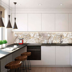 Панель стеновая пластик для кухни 3000х600х1,5 мм сахара - фото 2