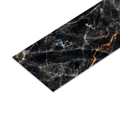 Панель стеновая пластик для кухни 3000х600х1,5 мм мрамор черный с золотом - фото 1