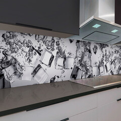 Панель стеновая пластик для кухни 3000х600х1,5 мм лед чб - фото 3