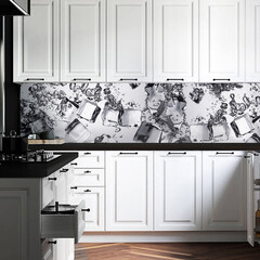 Панель стеновая пластик для кухни 3000х600х1,5 мм лед чб - фото 2