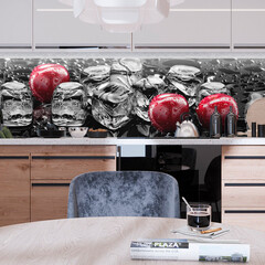 Панель стеновая пластик для кухни 3000х600х1,5 мм лед и вишня - фото 3