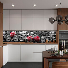 Панель стеновая пластик для кухни 3000х600х1,5 мм лед и вишня - фото 2