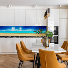 Панель стеновая пластик для кухни 3000х600х1,5 мм лазурное море - фото 3