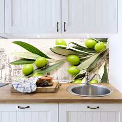 Панель стеновая пластик для кухни 3000х600х1,5 мм итальянская олива - фото 3