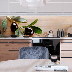 Панель стеновая пластик для кухни 3000х600х1,5 мм ветки маслин - фото 2