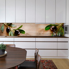 Панель стеновая пластик для кухни 3000х600х1,5 мм ветки маслин - фото 3