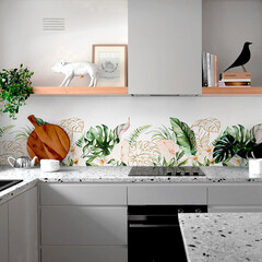 Панель стеновая пластик для кухни 3000х600х1,5 мм акварельные тропики - фото 2