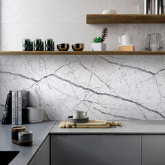 Панель стеновая пластик для кухни 3000х600х1,5 мм каррарский мрамор - фото 3