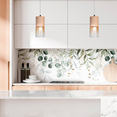 Панель стеновая пластик для кухни 4000х600х1,5 мм акварельная флора - фото 2