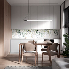 Панель стеновая пластик для кухни 4000х600х1,5 мм акварельная флора - фото 3