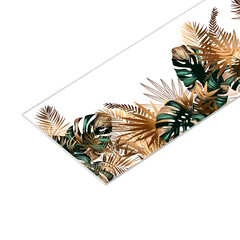 Панель стеновая пластик для кухни 4000х600х1,5 мм графичные листья - фото 1