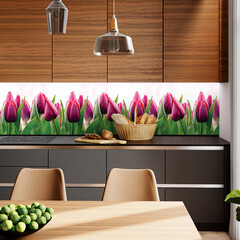 Панель стеновая ПВХ для кухни 4000х600х1 мм тюльпаны - фото 3