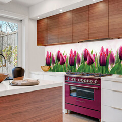 Панель стеновая ПВХ для кухни 4000х600х1 мм тюльпаны - фото 2