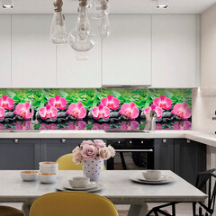 Панель стеновая ПВХ для кухни 4000х600х1 мм орхидеи эпифиты - фото 2