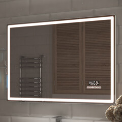 Зеркало с подсветкой прямоугольное 100х70 см Vigo Geometry Media voice 1000 (409) - фото 2