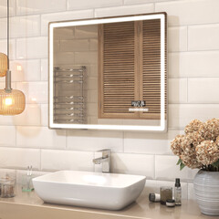 Зеркало с подсветкой прямоугольное 79,4х70 см Vigo Geometry Media voice 800 (408) - фото 3