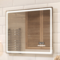 Зеркало с подсветкой прямоугольное 79,4х70 см Vigo Geometry Media voice 800 (408) - фото 2