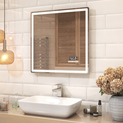 Зеркало с подсветкой квадратное 70х70 см Vigo Geometry Media voice 700 (407) - фото 3