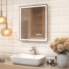 Зеркало с подсветкой прямоугольное 60х70 см Vigo Geometry Media voice 600 (406) - фото 3