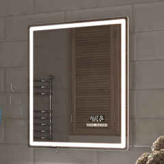 Зеркало с подсветкой прямоугольное 60х70 см Vigo Geometry Media voice 600 (406) - фото 2