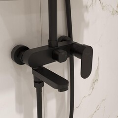 Душевая система Corsa Deco CX с верхним душем с лейкой с изливом черная (SSFCX330QB) - фото 15