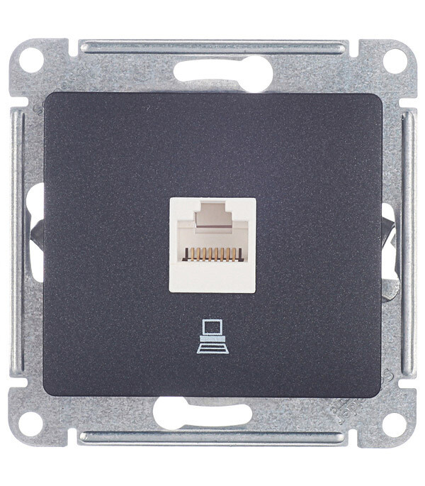Изображение товара Розетка компьютерная Systeme Electric Glossa антрацит встраиваемая RJ45 IP20