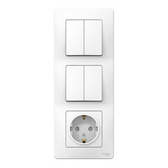 Блок выключатель и розетка Systeme Electric Blanca четырехклавишный встраиваемый белый (BLNBS102201) - фото 1
