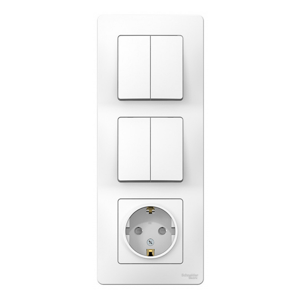 Изображение товара Блок выключатель и розетка Systeme Electric Blanca четырехклавишный встраиваемый белый (BLNBS102201)