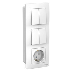 Блок выключатель и розетка Systeme Electric Blanca четырехклавишный встраиваемый белый (BLNBS102201) - фото 2