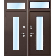 Дверь входная Ferroni Гарда левая антик медь - антик медь с фрамугой 860х2500 мм со стеклопакетом