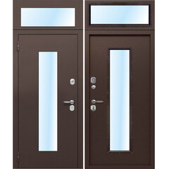 Изображение товара Дверь входная Ferroni Гарда левая антик медь - антик медь с фрамугой 860х2500 мм со стеклопакетом