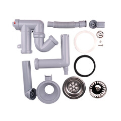 Сифон для мойки АНИ пласт 3 1/2х40 мм со смещением с выпуском d115 мм с переливом с соединением 40 мм (F5345S) - фото 2