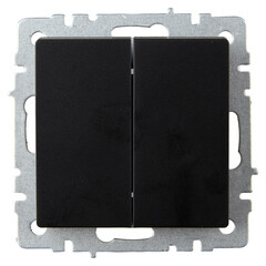 Выключатель IEK Brite ВС10-2-6-БрЧ двухклавишный встраиваемый черный проходной (BR-V22-0-10-K02) - фото 1