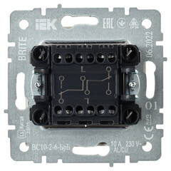 Выключатель IEK Brite ВС10-2-6-БрБ двухклавишный встраиваемый белый проходной (BR-V22-0-10-K01) - фото 5