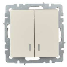 Выключатель IEK Brite ВС10-2-1-БрКр двухклавишный встраиваемый бежевый с подсветкой (BR-V20-1-10-K10)