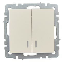 Изображение товара Выключатель IEK Brite ВС10-2-1-БрКр двухклавишный встраиваемый бежевый с подсветкой (BR-V20-1-10-K10)
