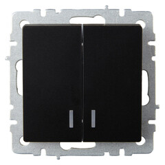 Выключатель IEK Brite ВС10-2-1-БрЧ двухклавишный встраиваемый черный (BR-V20-1-10-K02) - фото 1