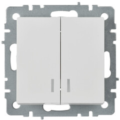 Выключатель IEK Brite ВС10-2-1-БрБ двухклавишный встраиваемый белый с подсветкой (BR-V20-1-10-K01) - фото 1