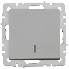 Изображение товара Выключатель IEK Brite ВС10-1-1-БрС одноклавишный встраиваемый сталь с подсветкой (BR-V10-1-10-K46)