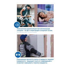 Гипсокартон Vetonit (Gyproc) Мультикомфорт 2500х1200х12,5 мм звукоизоляционный влаго-огнестойкий высокопрочный - фото 3