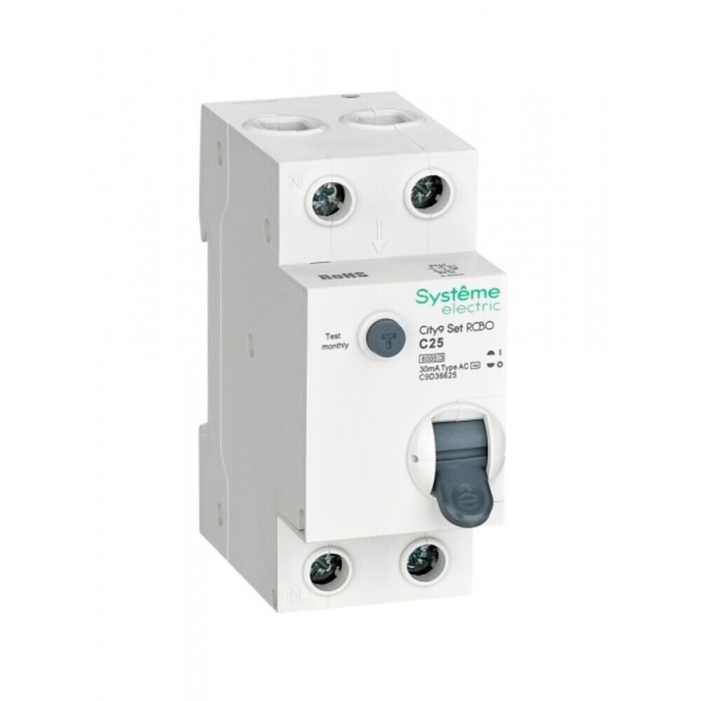 

Автомат дифференциальный Systeme Electric City9 Set 25А 1P+N тип AC 30 мА 6 кА (C9D36625)