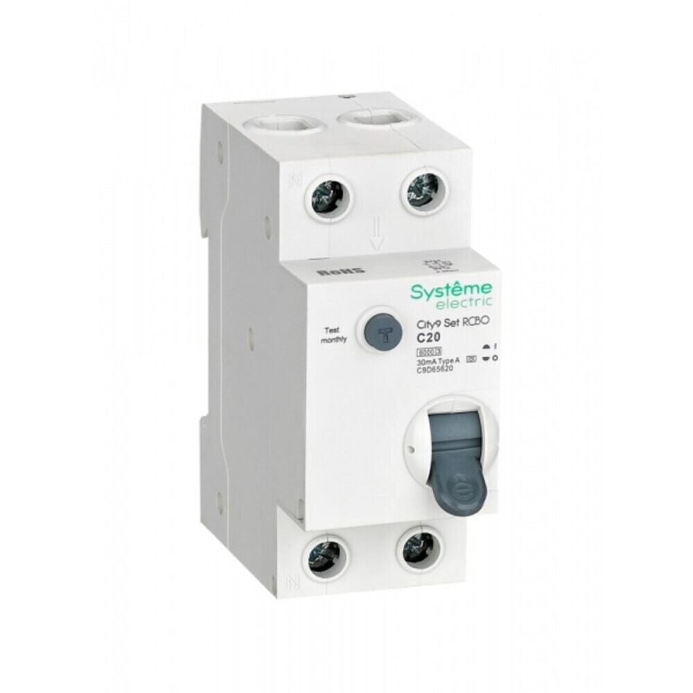 Автомат дифференциальный Systeme Electric City9 Set 20А 1P+N тип A 30 мА 6 кА (C9D65620)