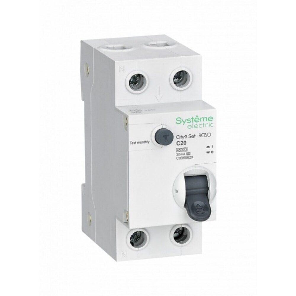 

Автомат дифференциальный Systeme Electric City9 Set 20А 1P+N тип A 30 мА 4,5 кА (C9D55620)