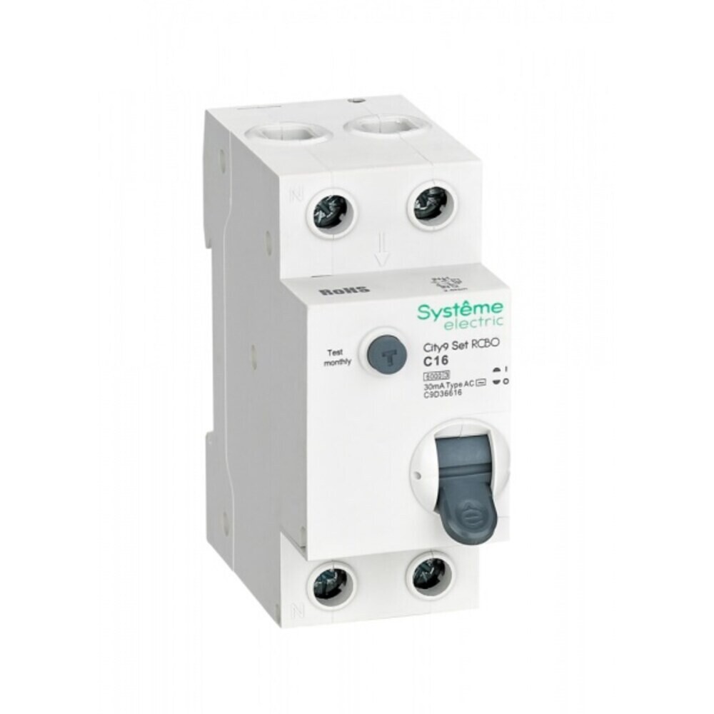 

Автомат дифференциальный Systeme Electric City9 Set 16А 1P+N тип AC 30 мА 6 кА (C9D36616)