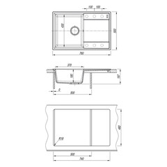Мойка для кухни Florentina Консул 760 76х50х18 см врезная с крылом кварц серый шелк - фото 2